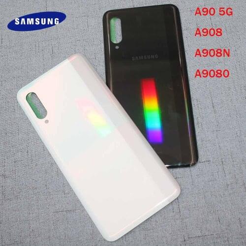 Original For SAMSUNG Galaxy A90 5G A908 Back Battery Cover Door Rear 3D Glass Housing Case Panel Repair Parts + Adhesive Sticker