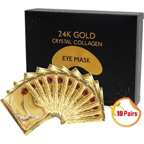 Crystal Gel Collagen Eye Patches 20pcs Dark Circles Sleeping Eye Mask Wrinkle Eye Packs 24K Gold Eye Pads Korean Cosmetics