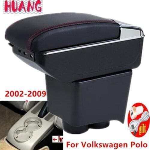 For Volkswagen Polo Armrest For VW Polo 9N 3 Car Armrest box 2002-2009 Retrofit parts Storage box car Interior accessories USB