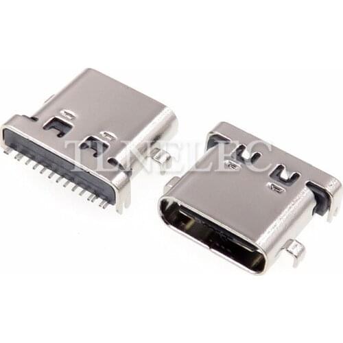 Type-C Socket Connector with Shrapnel 16 Pins Famale Plug Socket High Definition Transmission USB 3.1 SMT DIY Charger Adapter