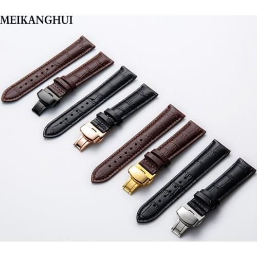 Handmade Genuine Leather Curved End Watchband 12mm-21mm For Tisssot T035 Watch Band Strap Steel Buckle Wrist Bracelet