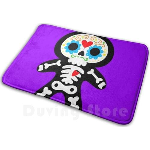 Sugar Skull Mat Rug Carpet Anti-Slip Floor Mats Bedroom Skeleton Mexican Calavera Dead Skul Lsugar Skull Dia De Los Muertos