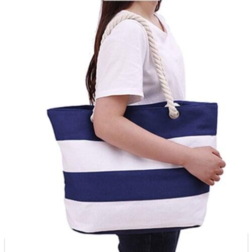 Womens Canvas Handbag Big Striped Travel Shopping Lagre Capacity Protable Casual Shoulder Bags Crossbody Bag 2021 New Dropship