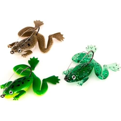 U2JB Silicone Frog Bass Bait with Hook Topwater Crankbaits Tackle Artificial Soft Fishing Lures