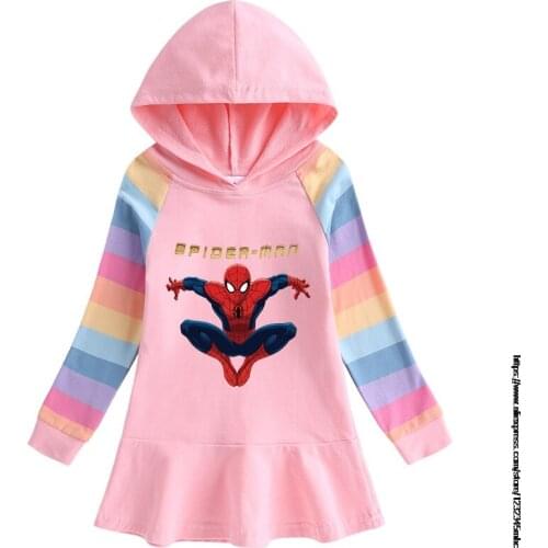 Disney Girls Party Dresses New Fashion Autumn Kids Princess SpiderMan Children Sweet 100% Cotton Baby Clothing Elegant Dresses