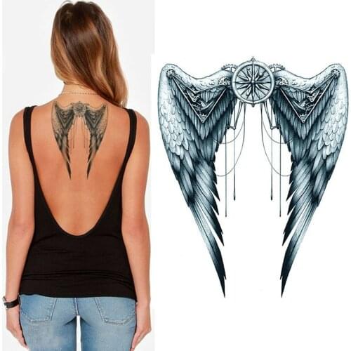 Angel Wings Temporary Tattoo - Mechanical Grey Body Art Festival Womens Mens