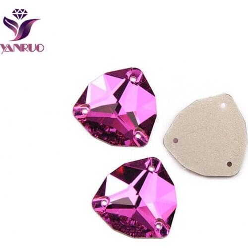 YANRUO 3272 Trilliant Fuchsia Sew on Rhinestones Stones Sewing Arts and Crafts Bling Strass for Swimwear
