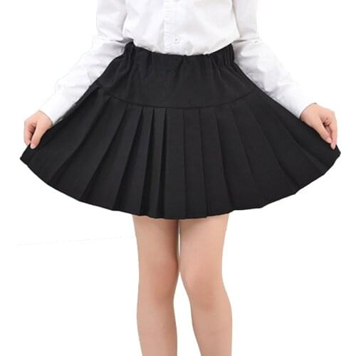 Girls Skirts for Teenagers School Uniform Solid Ruched Mini Dresses Kids Preppy Style Clothes 6 8 10 12 14 Years Vestidos
