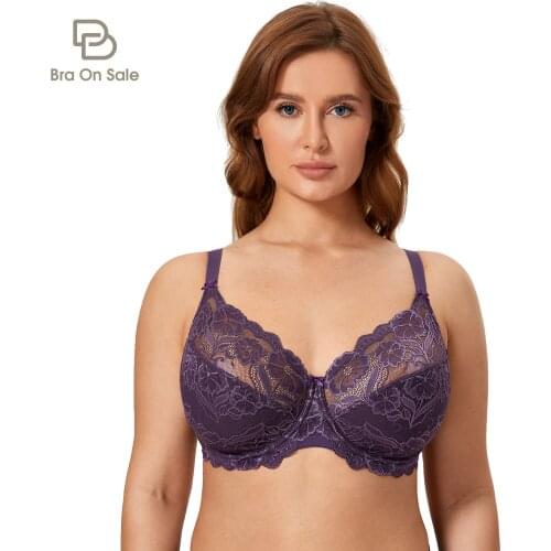 Womens Full Coverage Non-Foam Floral Lace Plus Size Underwired Bra