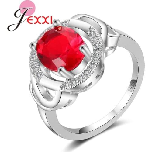 Elegant Flower Design Wedding Ring Women Girls 925 Sterling Silver Rings Wholesale Top Quality Cubic Zirconia CZ Crystal