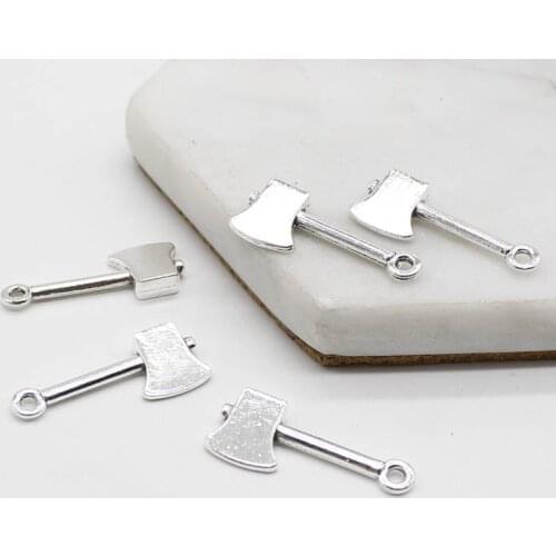 10 Charm 10*25mm DIY Vintage Alloy Handmade Jewelry Accessories Ancient Silver Pendant Small Axe
