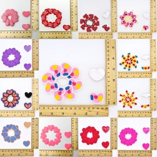 10PCS Cute Heart Shaped Flatback PVC Decoration Fit Bracelets/Clog/Phone Case/Hair Accessory Charms Kids Girls DIY Craft Gift
