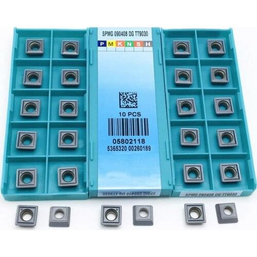 10 pieces SPMG090408-​​DG TT9030 CNC lathe parts tool carbide blade U drill SPMG090408 external turning tool