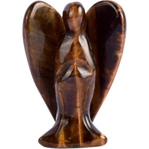 2 inch Angel Figurine Miniature handmade Carved natural tiger eye Mini Animal Statue crystal stone home decoration accessories