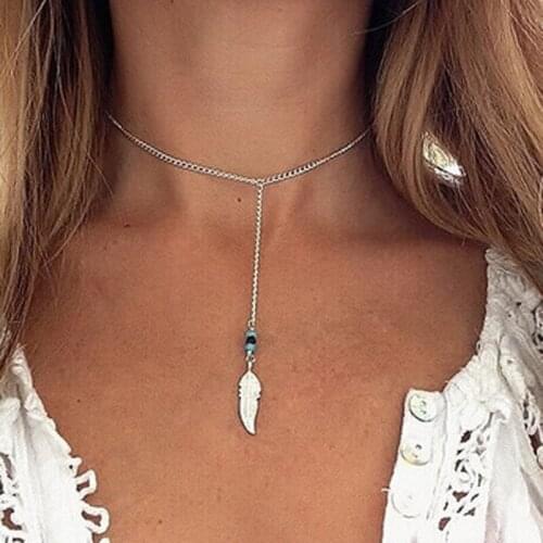 2018 new accessories alloy feather fashion necklace for friends present