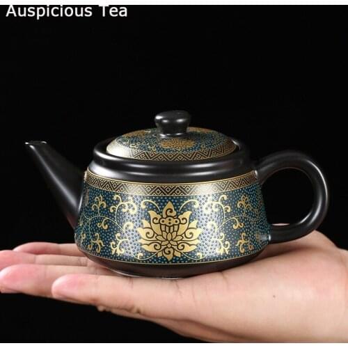 250ml Jingdezhen Vintage Black Ceramics Tea Pot Chinese Tea Set Customization Porcelain Teapot Puer Tea Handmade Kettle Teaware
