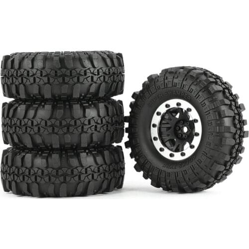 4Pcs 1:10 RC Rock Crawler 1.9 Inch Rubber Tires & Plastic Wheel Rim Set for Axial SCX10 Tamiya CC01 D90 TF2