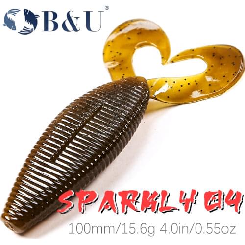 B&U Spiron Twin 100mm Curved Tail Artificial Wobblers Fishing Lures Soft Baits Silicone Shad Worm Bass leurre souple