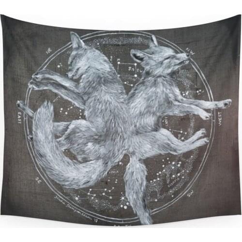 The White Foxes Wall Tapestry Polyester Home Living Decor Space Bedroom Decoration Tapestry Yoga Mat