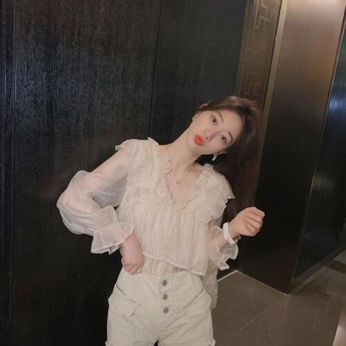 Blouse Women Womens Long-Sleeved Chiffon Shirt Summer Loose Bell Sleeve Top Shirt Blusas Mujer De Moda