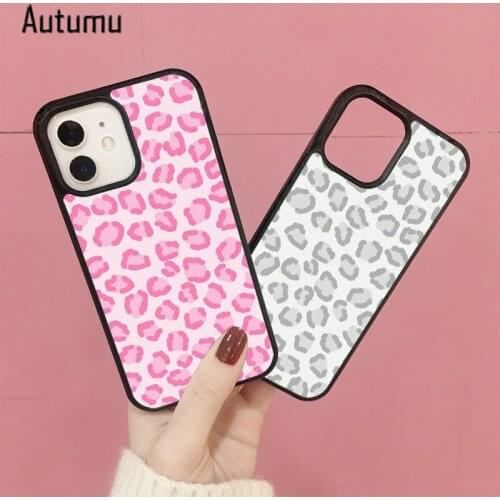 Phone Case for iPhone 12 mini X XS XR 11 Pro Max SE 2020 5 6S 7 8 Plus Samsung Galaxy S8 S9 S10 S20 S21 Cheetah Grey Pink Cover