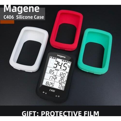 Magene C406 case Bike Computer Silicone Cover Cartoon Rubber protective case + HD film (For magene C406 Cover)