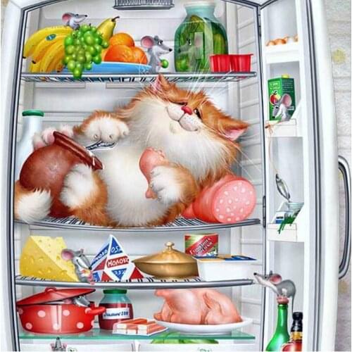 Drill Shiny Free shipping diamond embroidery cat and mouse needlework cross stitch resin full diamond painting wall picture