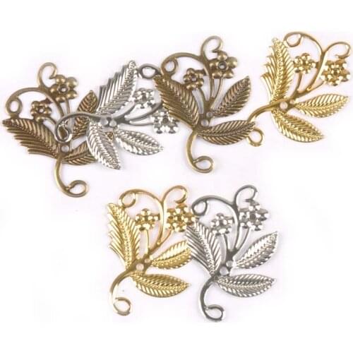 10Pcs 52x41mm Gold/silver/Bronze Metal Crafts Connectors Flower Filigree Wraps Diy Embellishment Gift Supplies Home Decor yk0732