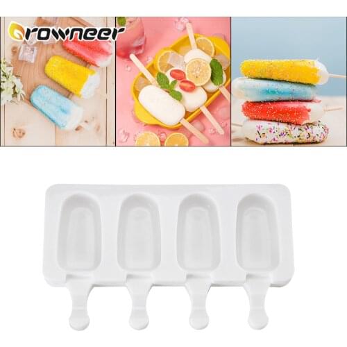 8/4 Cell Ice Cream Mold Big Size Silicone Popsicle Molds DIY Homemade Dessert Freezer Fruit Juice Ice Maker Mould Sticks