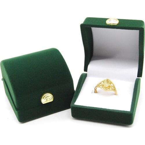 HOSENG 20Pcs Green Ring Box Velvet Earring Case Fashion Jewelry Display Packaging Wedding Ring Flannel Case HS_308