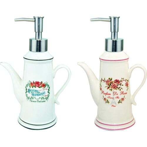 Art Charming Ceramic Superfins Paris Eiffel Tower Rose Teapot Bath Soap Lotion Flower Shampoo Perfume Gel Dispenser Pump Bottle
