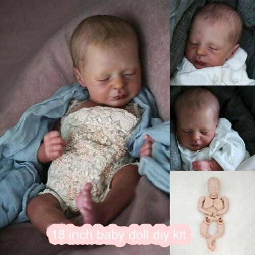 Reborn Kit 18Inch Lifelike Newborn Aspen Sleeping Baby Vinyl Unpainted Unfinished Doll Parts DIY Blank Gifts for Kids