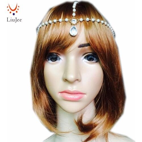 Crystal Handmade Bridal Headband Tear Headpiece Imitation Pearl Hairbands Wedding Hair Accessories Bride Head Chain KD017