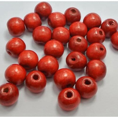 100 Red 12mm Round Wood Beads~Wooden beads