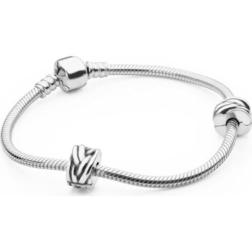 NEW 100% 925 Sterling Silver Elegant Retro Personality Feather Safety Buckle 590702HV BRACELET Set WITH CLASP Charm USB7951