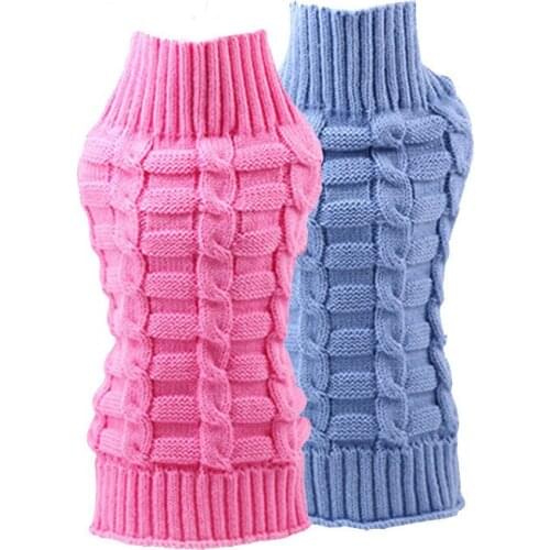 Pawstrip 8 Colors Knitted Dog Clothes Warm Small Dog Jumper Winter Dog Sweater Coat Turtleneck Warm Cat Sweater Clothing XS-XL