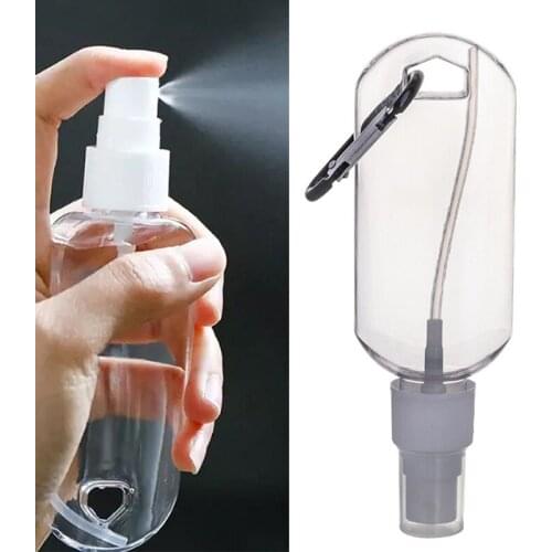 1Pc 50ML Travel Plastic Transparent Bottling With D-shape Carabiner Portable Packaging Bottle Durable Stylish Travel Bottles
