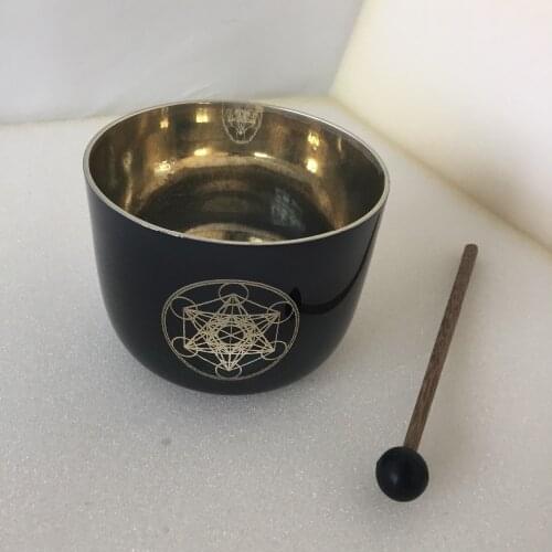 528HZ+-2 HZ Frequency 4.8 inch "Metatron cube " design Quartz Crystal Singing bowl for Sound Healing