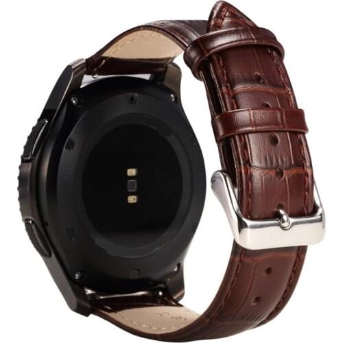 22mm Genuine Leather Watch Band Stainless Steel Buckle Strap Replacement Belt Watchband For Samsung Gear S3 Frontier/S3 Classic
