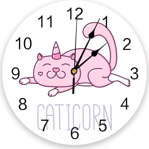 Modern Wall Clock Animal Pink Cat PVC Wall Clock Home Decor Bedroom Silent Oclock Watch Wall for Living Room