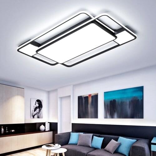 Rectangle/Square Modern Led Ceiling Lihgts For Living room Bed room kitchen lights lampada Black led Ceiling Lamp light fixtures