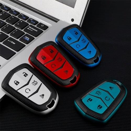 TPU Leather Key Fob Case Cover Bag for Cadillac ATS CT6 CTS SRX XT5 XTS CT5 Key Fob Cover 4 5 Buttons Keychain