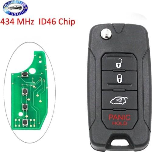 Smart Key New Replacement Uncut Flip Remote Key Fob 3+1 Button Folding Car Key 434Mhz ID46 Chip for Chrysler Dodge Car
