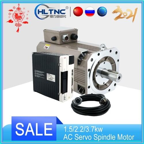 High Speed 1.5/2.2/3.7kw AC Servo Spindle Motor Driver Kit 178mm 3PH 380V Constant Power CNC Lathe Milling