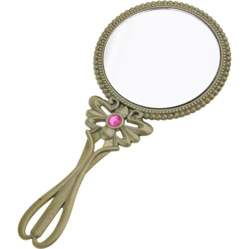 Retro Noblewomen & Princesses Hand Held Mirror Makeup Compact Beauty Round Makeup Mirror Dresser