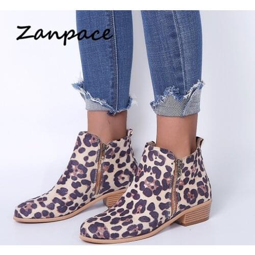 Zanpace Spring Women Boots Zipper Thick High Womens Shoes Casual Pointed Toe Western Boots Slip on Big Size Med Heel Booties