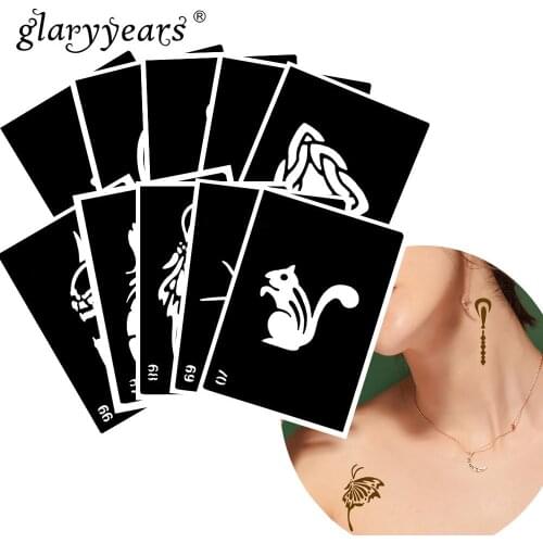 10 Pieces/Set Henna Tattoo Stencil Fowl Pattern Paste Drawing Lady Body Art Tattoo Stencil Hot Product Waterproof 2019 HN#07