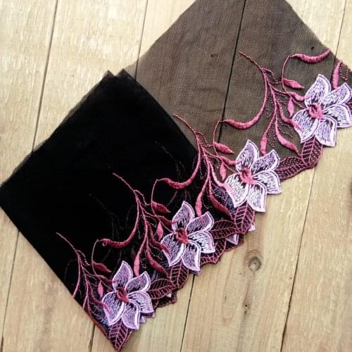 17Yards Black Mesh Wedding Lace Fabric Trim Bridal Dress 18cm Width Ribbon Sewing Embroidery Trimming Bra Dolls Sofa encajes