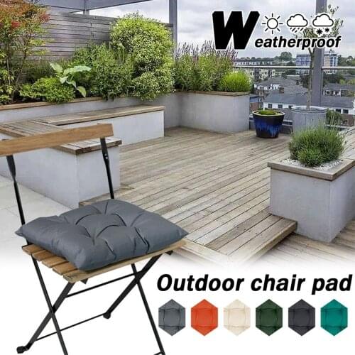 1x Outdoor Solid Color Waterproof Chair Cushion Garden Patio Furniture Thickened Chair Cushion Tie on Home Decoration 40*40*5cm