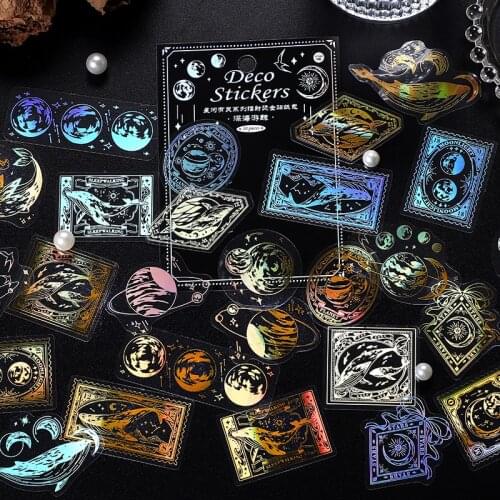 30Pcs/Bag Vintage Rabbit Whale Planet PET Sticker Package DIY Diary Journal Decoration Label Sticker Album Scrapbooking